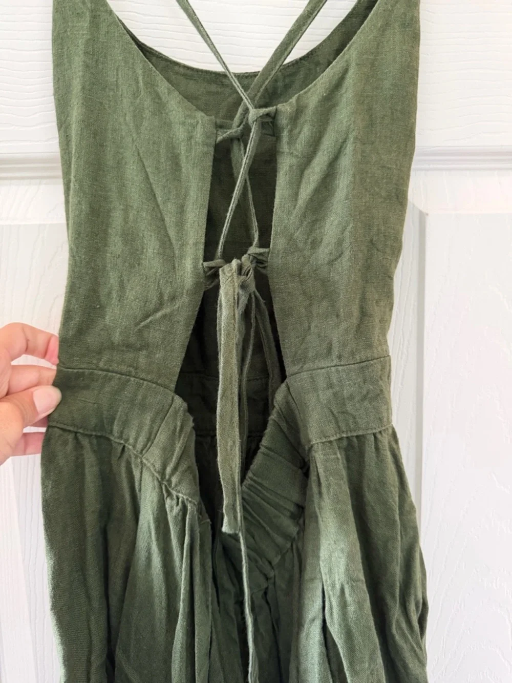 MANTAIKOIAI forest Green Linen dress - Picture 7 of 11
